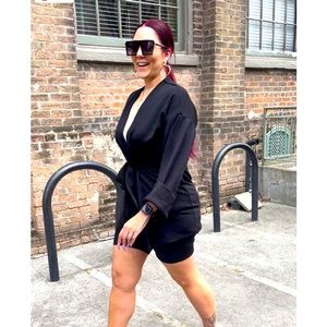 Black 2 piece blazer short set